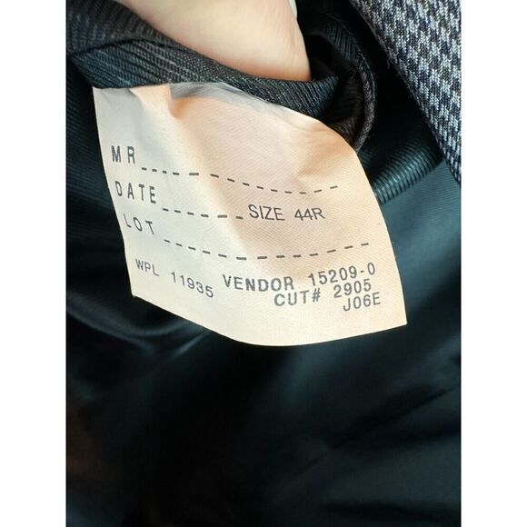 STAFFORD gray check houndstooth 100% wool mens suit jacket size 44R - Picture 12 of 13